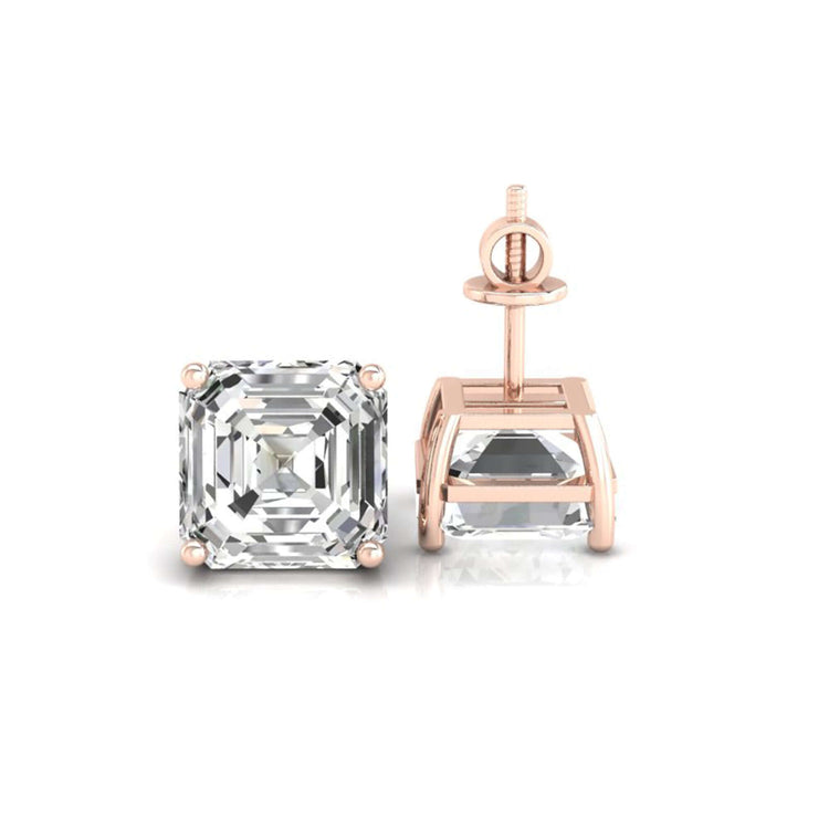 Beautiful asscher cut stud earrings, ideal as wedding earrings with a minimalist gold design.