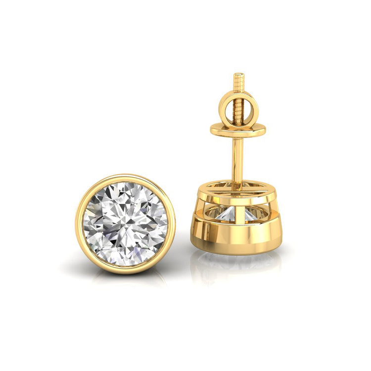 Exquisite diamond round stud earrings crafted in a bezel set diamond design.
