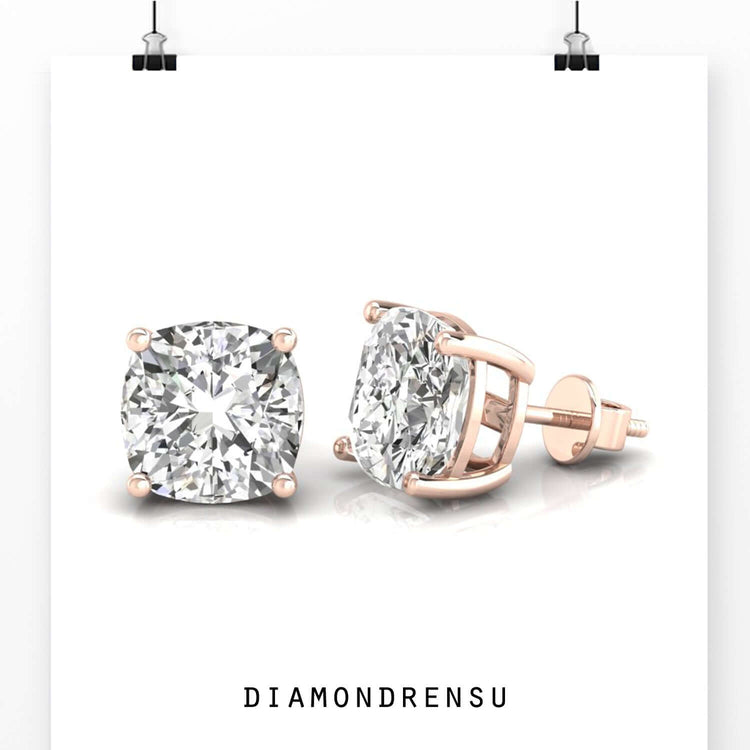 Sophisticated cushion cut earrings diamond with handmade craftsmanship for a refined look.