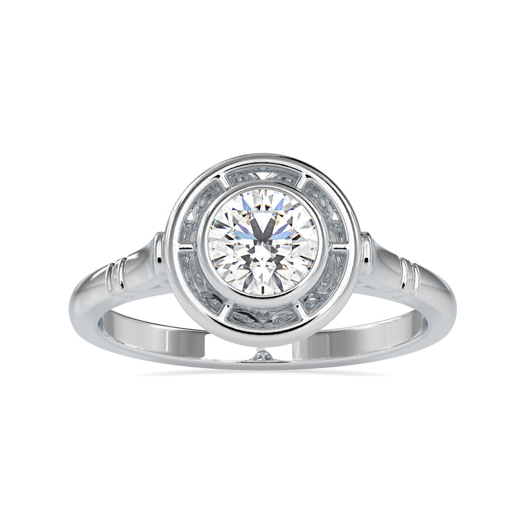 Classic cathedral setting ring with a brilliant solitaire diamond.