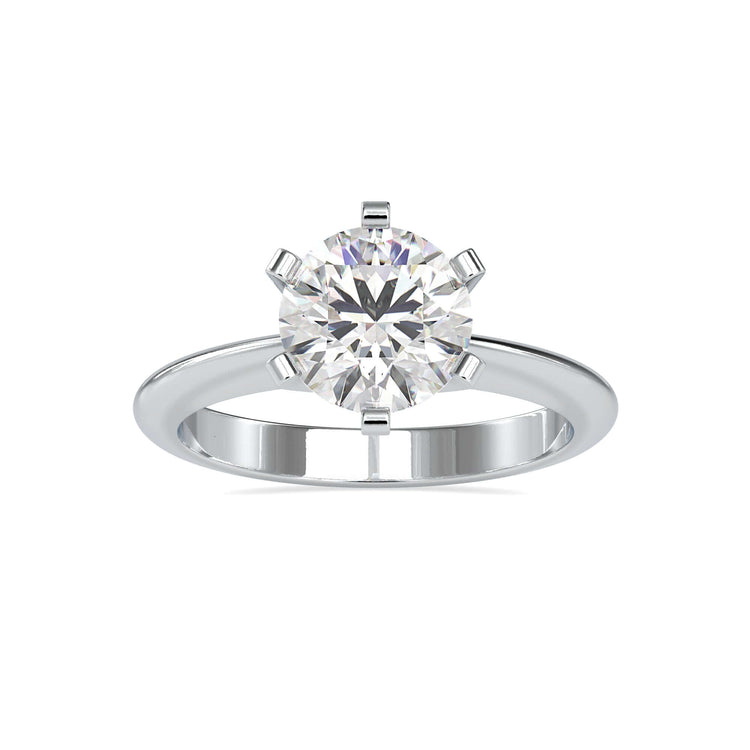 Round engagement ring with six prong setting and handmade craftsmanship