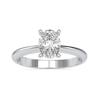 Oval solitaire diamond ring featuring a brilliant cut and timeless style.