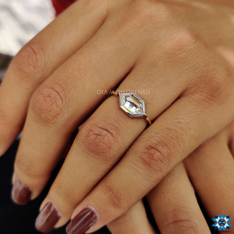 Hexagon cut engagement ring perfect for a unique and timeless proposal.