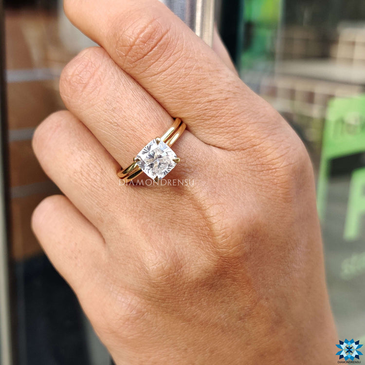 A radiant 4 prong diamond ring with superior brilliance.