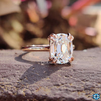 Colorless moissanite engagement ring offering brilliance and eco-friendly style.