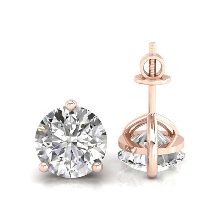 Beautiful diamond earrings round, featuring a martini setting for added shine.