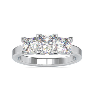 Princess cut engagement ring in a basket setting with lab-grown diamond
