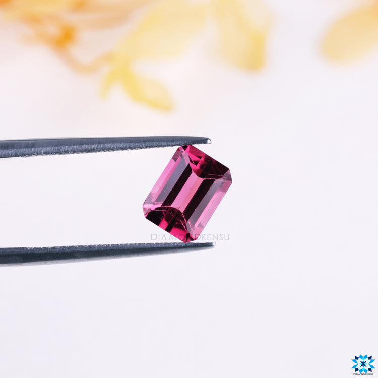 Emerald cut gemstone natural tourmaline gemstone.