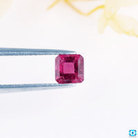 Loose asscher cut gemstone pink tourmaline.