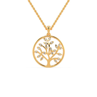 The leaf pendant features a delicate, nature-inspired design.