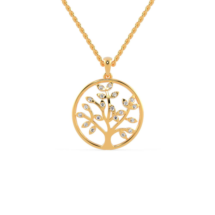 The leaf pendant features a delicate, nature-inspired design.