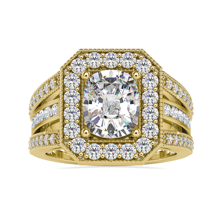 Rose gold vintage engagement ring with a stunning cushion cut diamond.