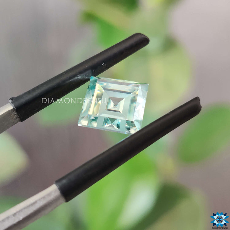 Aqua green carre cut moissanite ready for orders.
