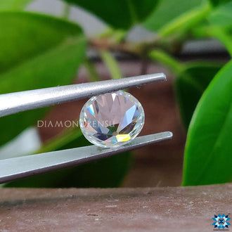 Round Old European Cut Moissanite displayed for custom jewelry.