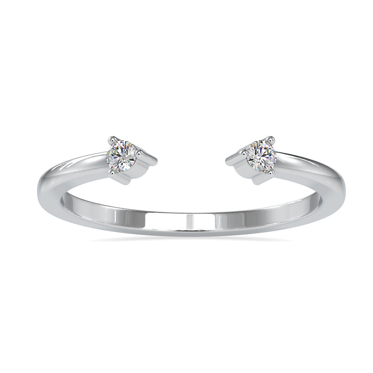 Open wedding band in yellow gold with a round diamond setting.