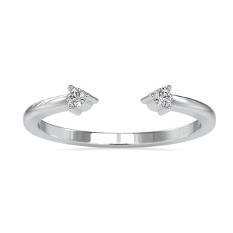 Open wedding band in yellow gold with a round diamond setting.