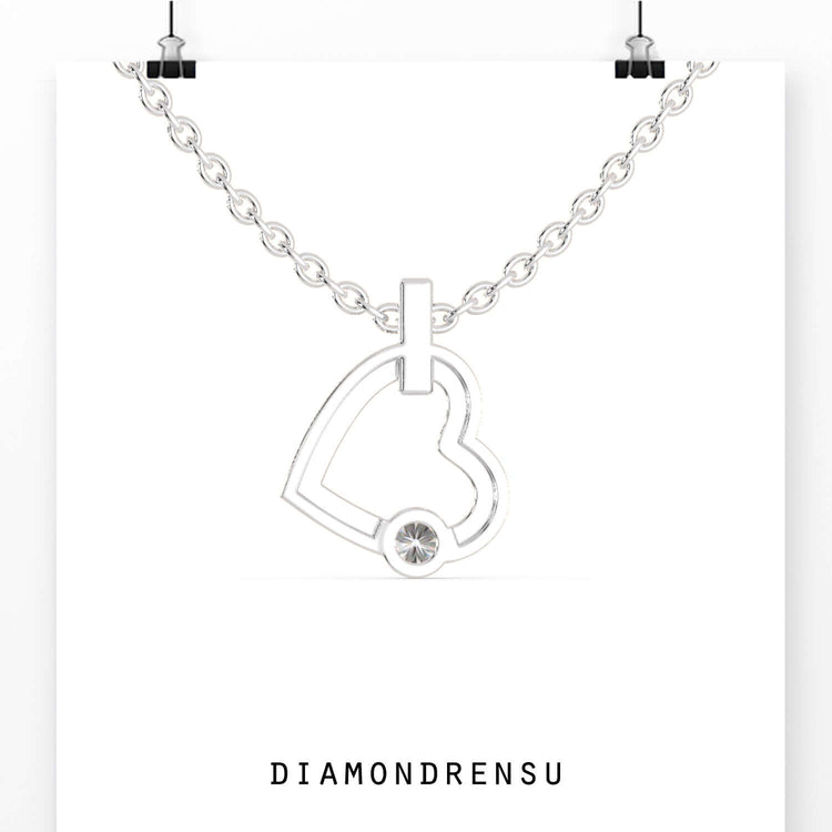 A tension setting pendant showcases a unique, secure design.