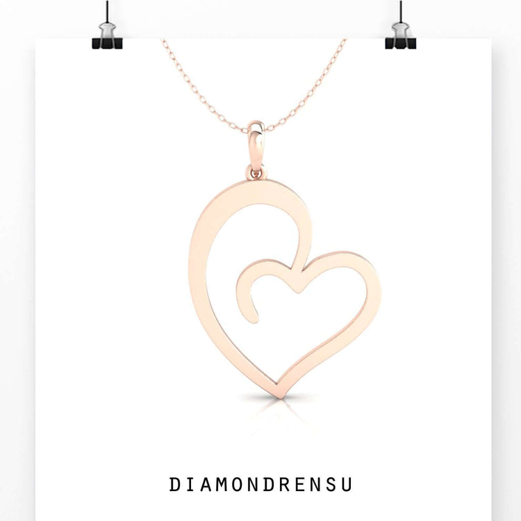 Handmade pendant with half heart design, featuring Lab Grown Diamond and a unique diamond pendant design.