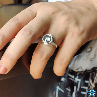 Rose cut moissanite ring featuring a delicate bezel setting, adding a vintage touch to any outfit.