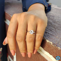 Round solitaire engagement ring crafted for elegance and brilliance.