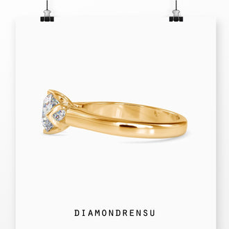 Classic 1 carat diamond solitaire ring with a tulip engagement ring setting.