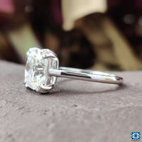 Moissanite solitaire engagement ring showcasing timeless simplicity and beauty.