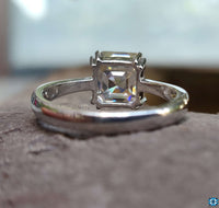 Sophisticated Asscher engagement ring white with a timeless design.