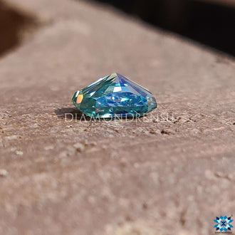 Moissanite radiant cut blue stone crafted in 1.85 carat loose form.
