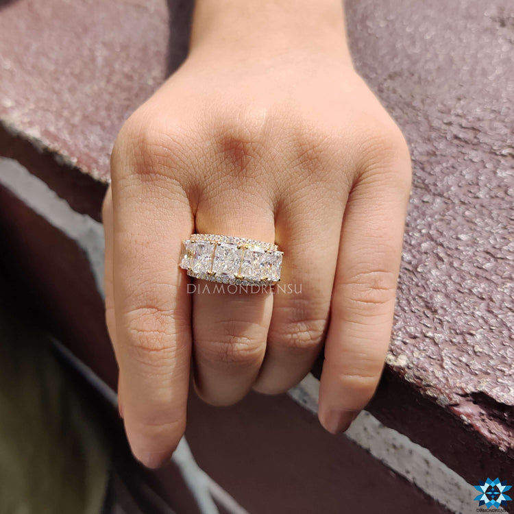 Moissanite radiant cut ring with a stunning sparkle for special occasions.