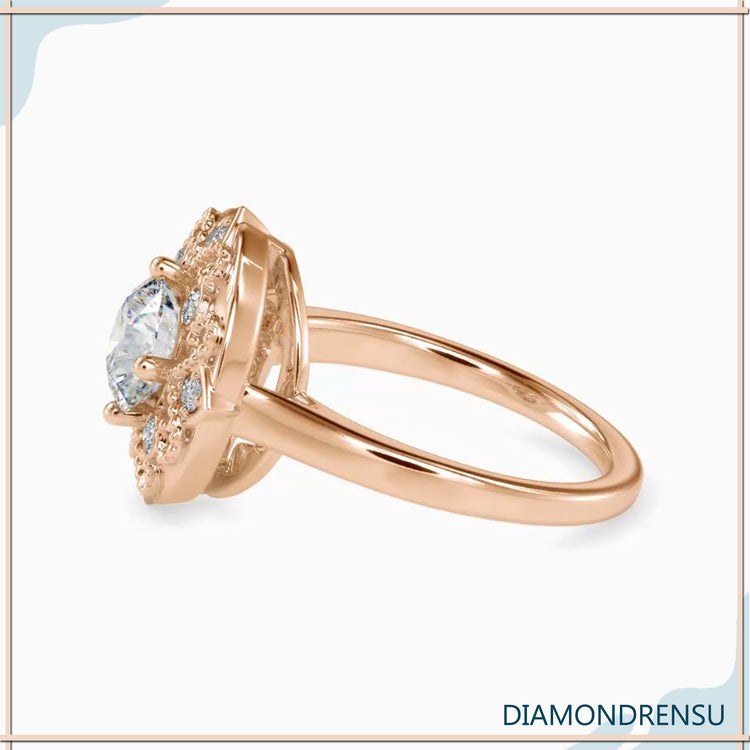 Handmade jewelry featuring a lab grown diamond in a beautiful artisan ring