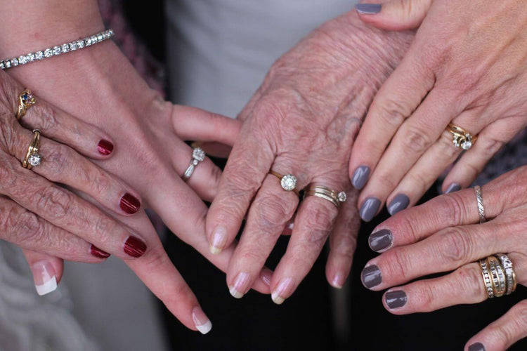Hands with wedding bands and wedding rings