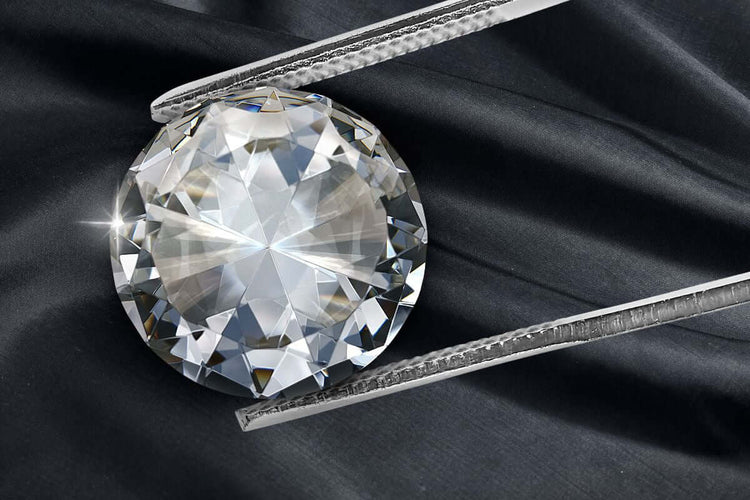 A close up view of facets of a diamond shown in the picture.