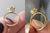Two beautiful tulip setting diamond rings shown in the image
