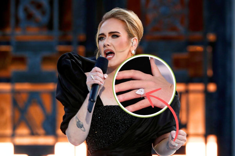 Adele with her pear shaped ring.