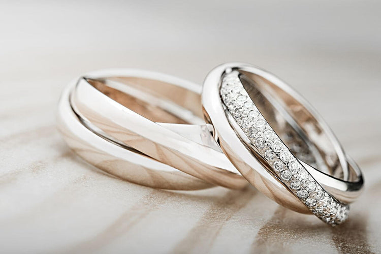 Wedding bands along with rings