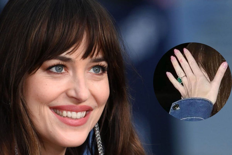 Dakota Johnson with her amazing Engagement Ring