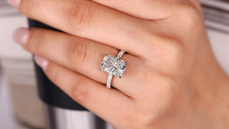Elongated Cushion Cut Engagement Rings