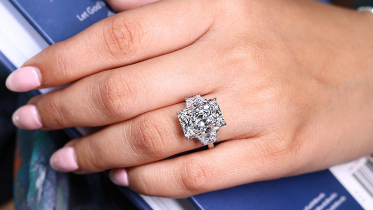 Elongated Radiant Cut Diamond Rings
