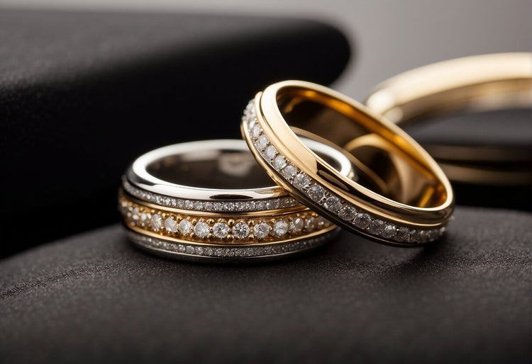 A close view of beautiful wedding bands.