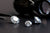 Light going through diamonds on a black table