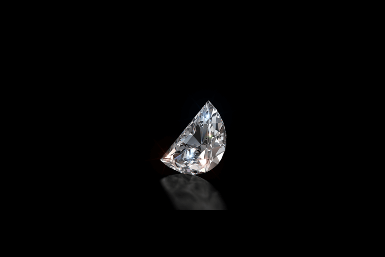 Half moon diamond close up view