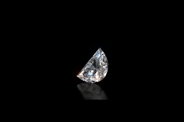 Half moon diamond close up view