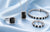 Black diamond jewelry set with halo ring necklace and bracelet