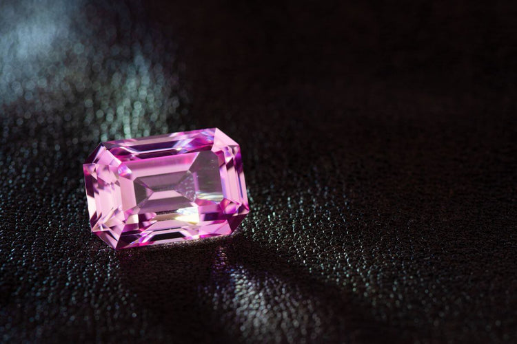 A beautiful asscher cut pink color lab grown diamond.