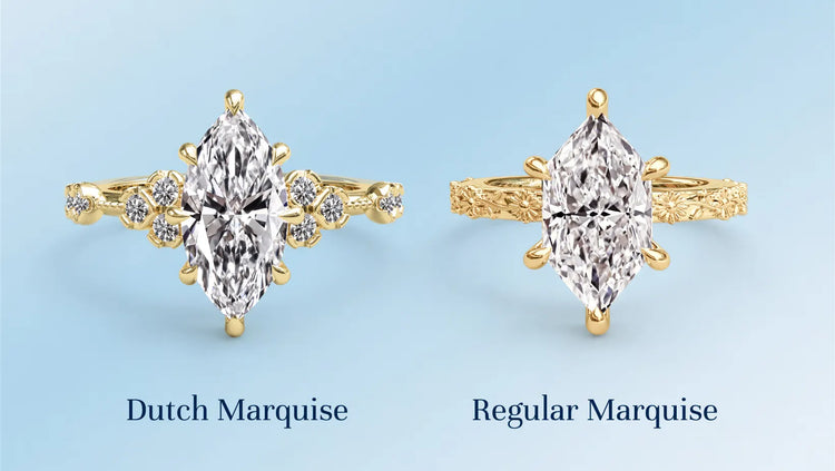 Dutch Marquise and regular Marquise engagement rings comparison