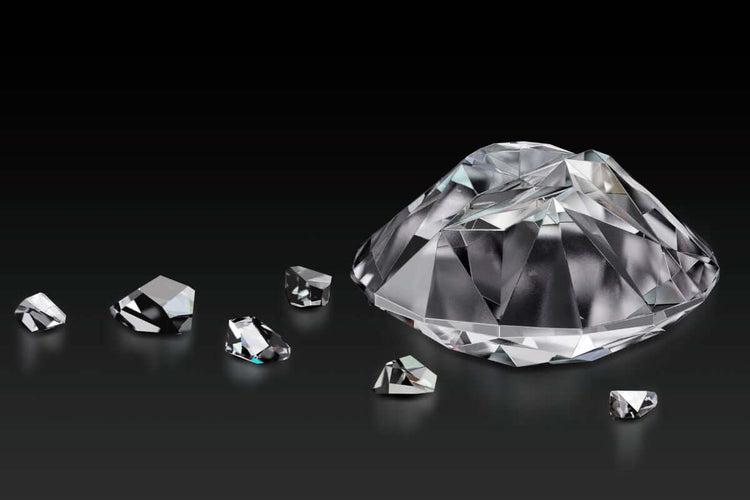 Broken diamond close up view