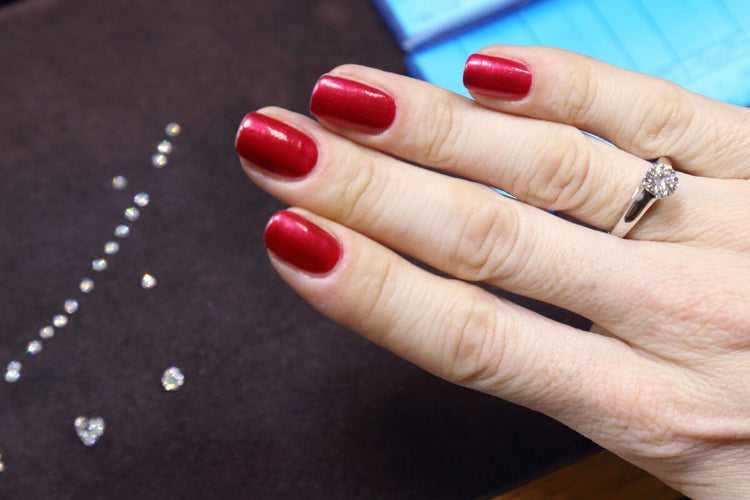 A woman buying an diamond ring in the UK