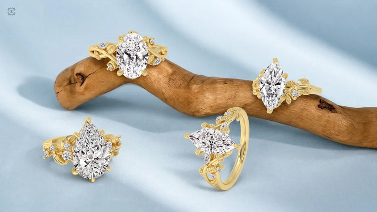 ature inspired engagement rings with botanical details