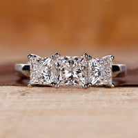 3 Stone Princess Cut Diamond Ring In White Gold