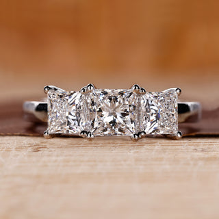 3 Stone Princess Cut Diamond Ring In White Gold